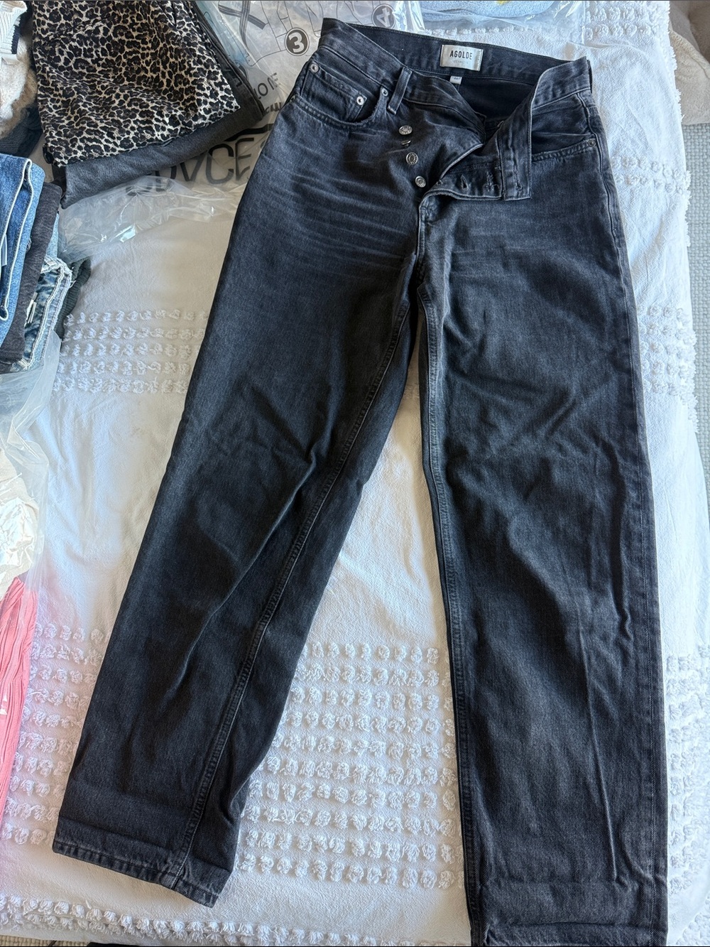 Agolde Black Straight-Leg High-Rise Jeans